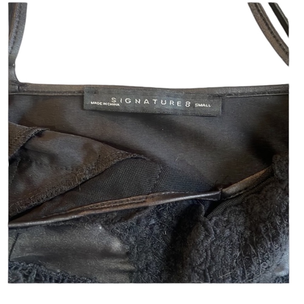 Signature 8, faux leather, lace black, bralette, Small - Picture 3 of 6